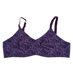 Knix Evolution Wireless V-Neck Bra Sz 3 Purple Pink Floral Seamless No Pads EUC
